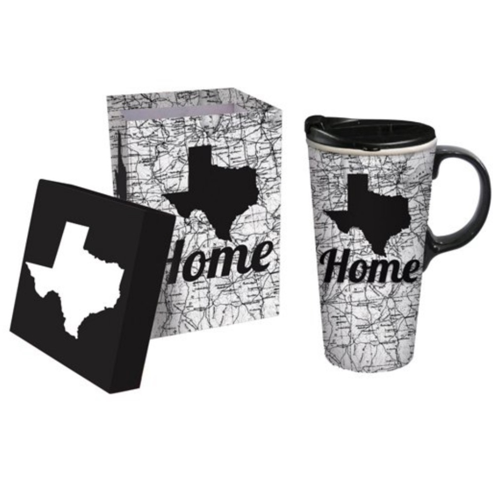 Cypress Home- Texas map "Home" ceramic travel mug and matching gift box 17oz NEW - Picture 1 of 5